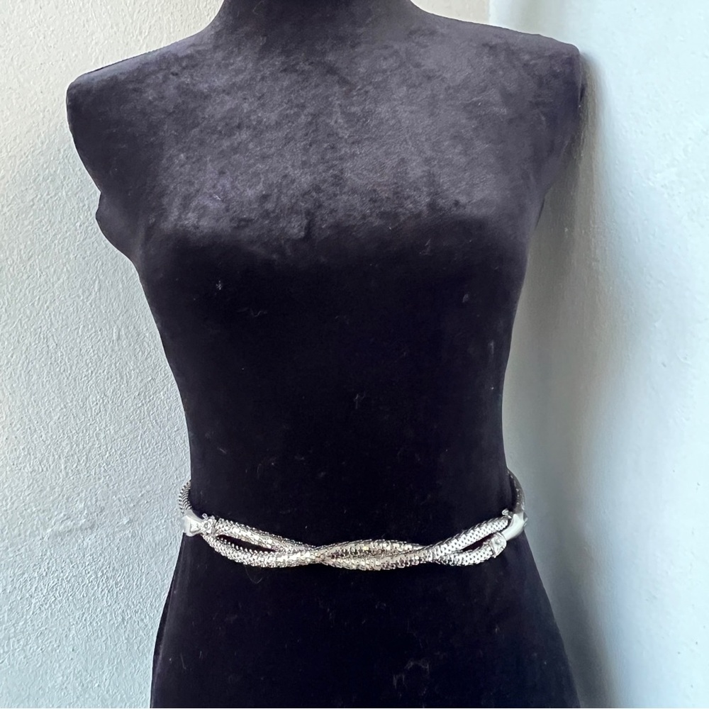 Vintage Mesh Snake Belt Necklace DL Auld Silver Hand Clasp 39” - Picture 5 of 12